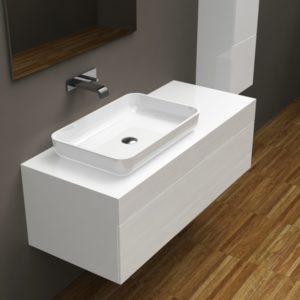 Мебель для ванной комнаты из искусственного камня Corian с одной дизайнерской раковиной LAKE