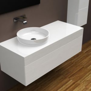 Мебель для ванной комнаты из искусственного камня Corian с одной дизайнерской раковиной LAKE D400