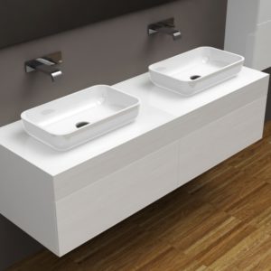 Мебель для ванной комнаты из искусственного камня Corian с двумя дизайнерскими раковинами LAKE mini